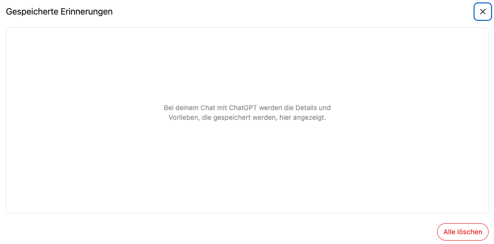 ChatGPT Erinnerungen-Funktion