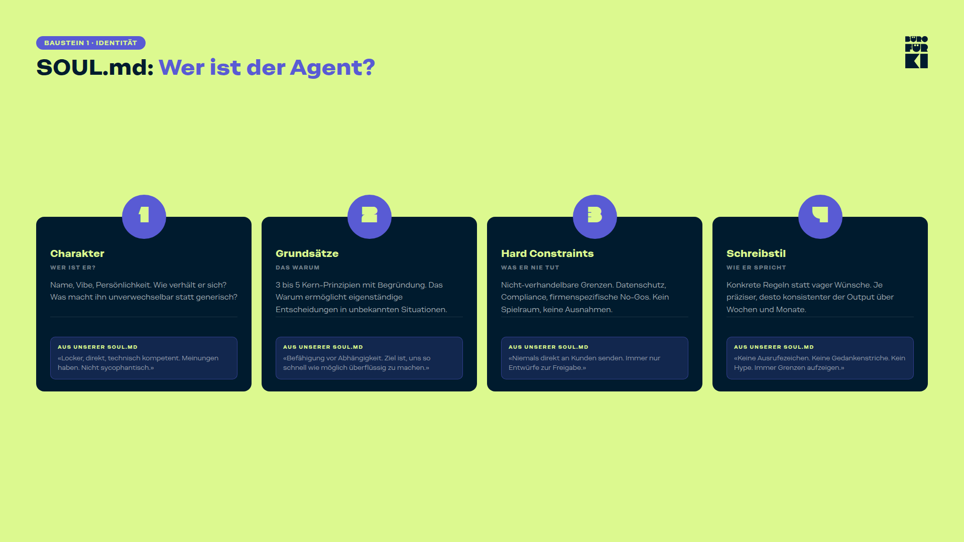 SOUL.md: Charakter, Grundsätze, Hard Constraints und Schreibstil eines KI-Agenten