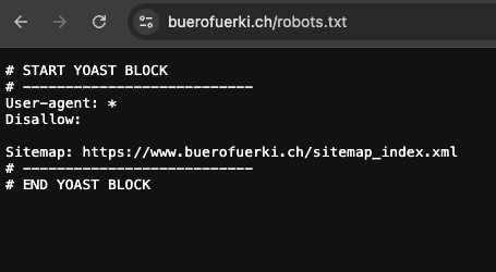 robots.txt-Datei mit Konfiguration für KI-Crawler